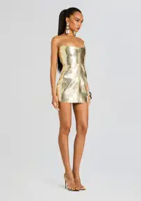 Sylvie Leather Dress(Gold,XXS)