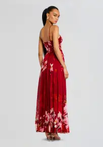Tuhi Corseted Long Dress(Burgundy Mix,XXS)