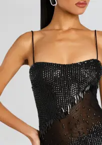 Carmine Embellished Dress(Black,XXS)