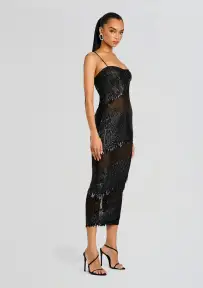 Carmine Embellished Dress(Black,XXS)