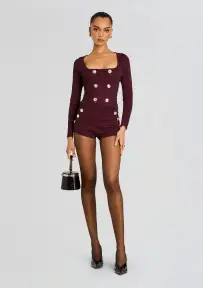 Clemence Bandage Knit Top(Metallic Mulberry,XXS)