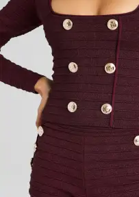 Clemence Bandage Knit Top(Metallic Mulberry,XXS)