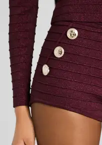 Bari Bandage Knit Short(Metallic Mulberry,XXS)