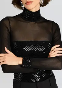 Clove Embellished Top(Black,XXS)