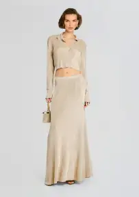 Alice Metallic Knit Maxi Skirt(Gold,XXS)