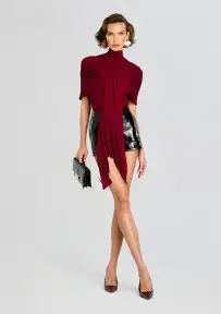Noemi Knit Tie Top(Ruby Red,XXS)