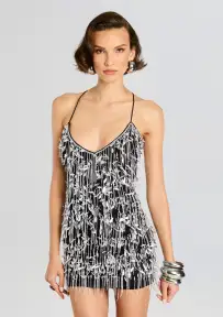 Haven Embellished Dress(Silver/Black,XXS)
