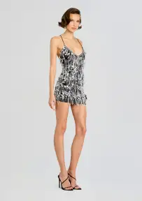 Haven Embellished Dress(Silver/Black,XXS)