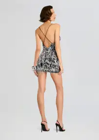 Haven Embellished Dress(Silver/Black,XXS)