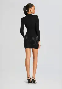 Santana Embellished Knit Dress(Black,XXS)