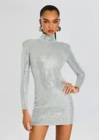 Aisling Embellished Dress(Metallic Dove/Silver,XXS)