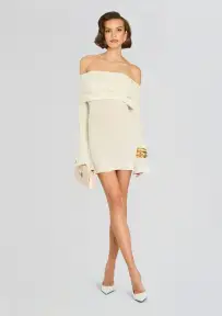 Galli Rib Knit Mini Dress(Eggshell,XXS)