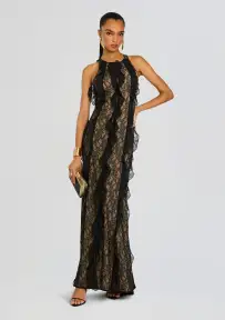 Lace Evening Dress(Black,XS)