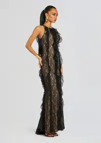 Lace Evening Dress(Black,XS)