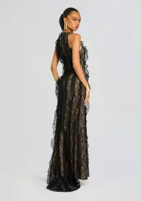 Lace Evening Dress(Black,XS)