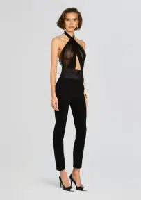 Tuxedo Cigarette Pants(Black,XS)