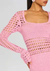 Airie Knit Crochet Dress(Metallic Peony,XXS)
