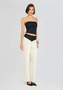 Bridgette Bustier Top(Navy Pinstripe,XXS)