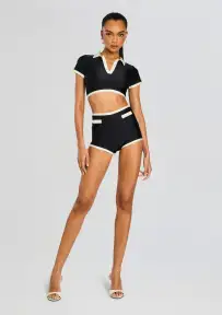 Quinn Short Pants(Black and White,XS)