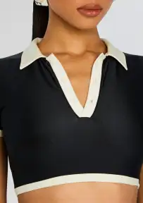 Chloe Crop Top(Black and White,XS)