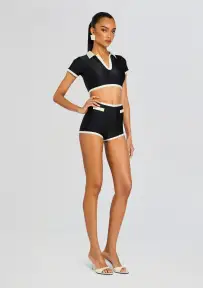 Quinn Short Pants(Black and White,XS)