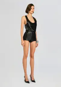 Elizabeth Leather Tank Top(Black,XXS)