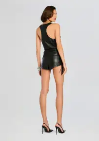 Elizabeth Leather Tank Top(Black,XXS)