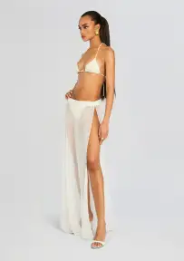 Alaia Long Slit Skirt(Cream,XS)