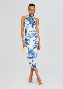 Gabi Midi Dress(White Blue,XXS)
