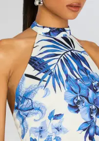 Gabi Midi Dress(White Blue,XXS)