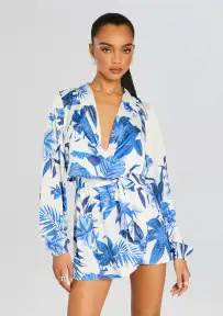 Gabi Mini Dress(White Blue,XXS)