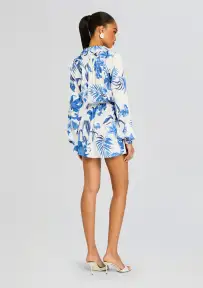 Gabi Mini Dress(White Blue,XXS)