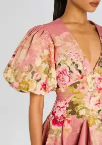 Sama Short Dress(Peach Floral,XXS)