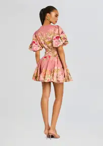 Sama Short Dress(Peach Floral,XXS)