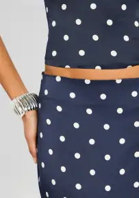 Darla Silk Skirt(Navy Polka Dots,XXS)