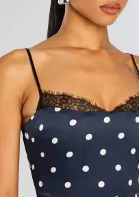 Brookelynn Corset Top(Navy Polka Dots,XXS)