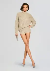 Camden Embellished Sweater(Latte/Silver,XXS)