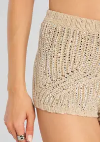 Lola Embellished Short(Latte/Silver,XXS)