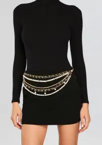 Sonya Pearl Chain Belt - Gold