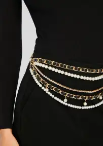 Sonya Pearl Chain Belt - Gold