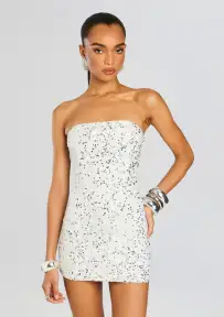 Heather Sequin Dress(Silver/White,XXS)
