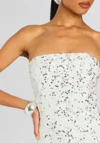 Heather Sequin Dress(Silver/White,XXS)