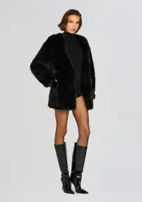 Heiress Faux Fur Jacket(Black,XXS)