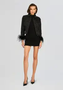 Libby Denim Jacket(Black Feather,XXS)
