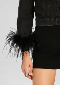 Libby Denim Jacket(Black Feather,XXS)