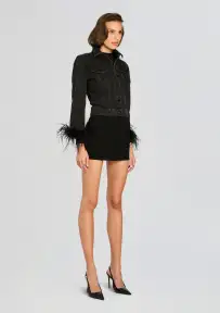 Libby Denim Jacket(Black Feather,XXS)