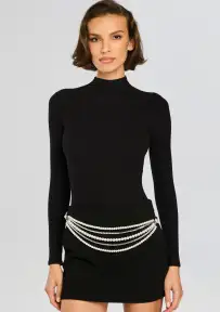 Chloe Pearl Chain Belt - Silver