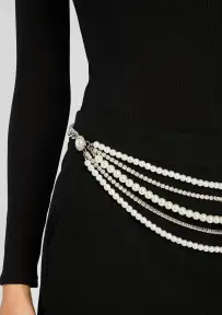 Chloe Pearl Chain Belt - Silver