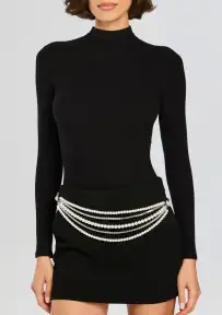 Chloe Pearl Chain Belt - Silver
