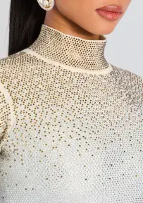 Anica Embellished Knit Dress(Winter White/Silver,XXS)